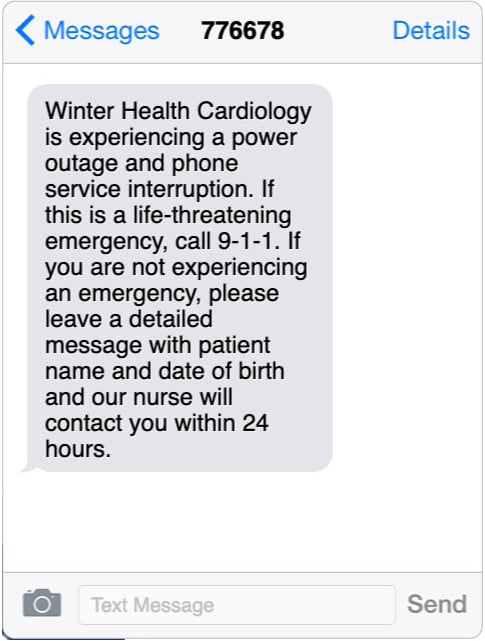 cardiology power outage alert